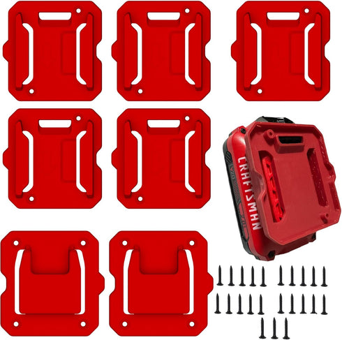 5 Pack Battery Holder for Craftsman 20V Battery Mounts Dock Holder (w/10 Screws, No Battery) and 2 Pack Tools Drill Mount Holder Fit for V20 Craft...