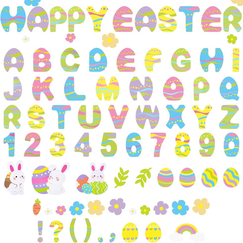 Tenare 133 Pcs Bulletin Board Letters Rabbit Alphabet Cutouts Numbers Set 110 Uppercase Poster Board Letters 23 Symbols ABC Letters for Classroom ...