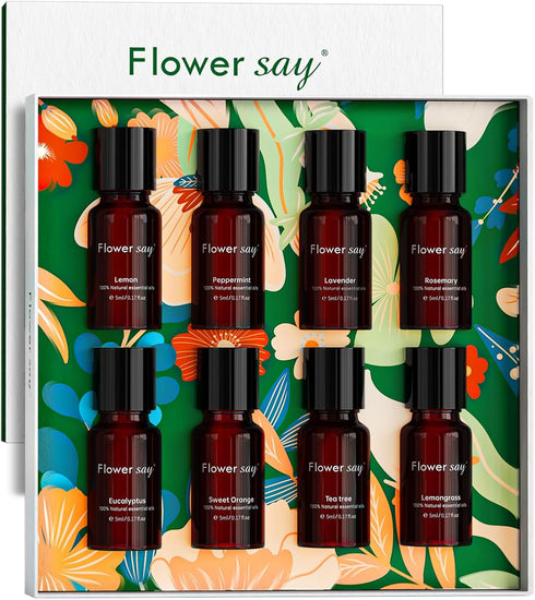 Flower SAY Essential Oil Set - 8Pack 100% Pure Natural Essentials Oil Gift Set for Diffuser/Humidifier/Skin Care...