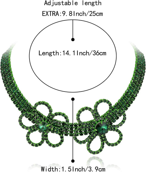 BriLove Women's Flower Collar Necklace, Double Flower Crystal Statement Chunky Necklace Bib Collar for Summer Beach Chokers Necklaces...