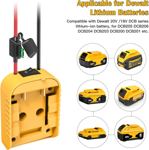 Power Wheels Adapter for Dewalt 20V Battery Adapter Power Wheels Battery Conversion Kit with Switch, Fuse & Wire Terminals, 12AWG Wire, Power Conn...