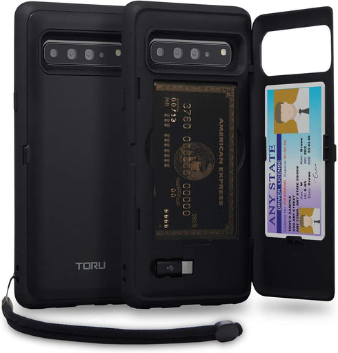 TORU CX PRO Case for Galaxy S10 5G, with Card Holder | Slim Protective Cover with Hidden Credit Cards Wallet Flip Slot Compartment Kickstand | Inc...