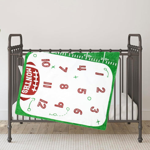 Football Baby Monthly Milestone Blanket Sports Month Blankets Growth Chart Nursery Swaddling Blankets Gift Ideas for Newborn Baby Shower Photograp...