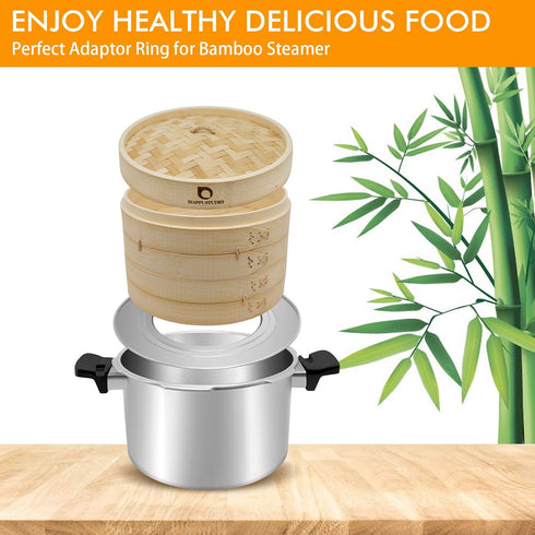 Steamer Ring Stainless Steel Adapter for 8 to 11inch Bamboo Steamer Baskets (Stainless Steel Ring Only)...