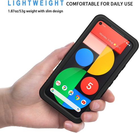 Lanhiem for Google Pixel 5 Case, IP68 Waterproof Dustproof with Built-in Screen Protector, Heavy Duty Full Body Protective Phone Case for Pixel 5,...