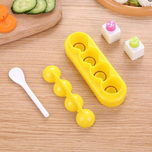 4 Pcs Rice Ball Mould Shaker DIY Ball Shape Sushi Maker Mould & 2 Smile Face Seaweed Nori Punch Embossing Mold Kitchen Tools for Shake DIY Lunch w...