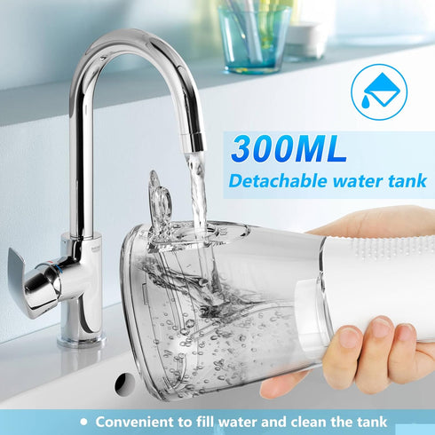 H2ofloss Water Dental Flosser Cordless, 300ML Rechargeable Oral Irrigator for Teeth Cleaning, Portable & IPX7 Waterproof Teeth Cleaner Pick for Br...