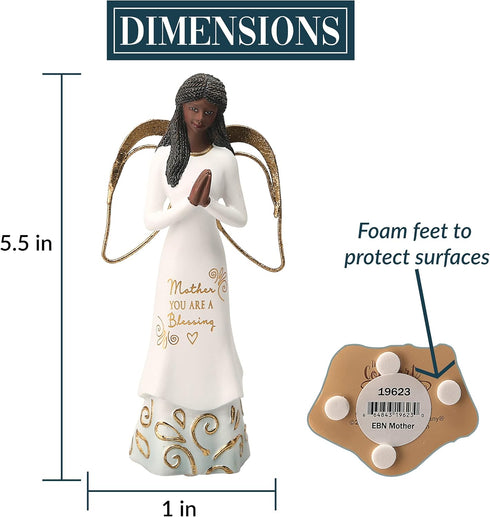 Pavilion Gift Company Mother You are A Blessing-5.5 Inch African American Praying Collectible Resin Angel Figurine, White...