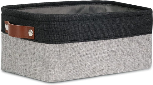DULLEMELO Small Collapsible Fabric Basket for Organizing, Shelves, Closets, Laundry, Nursery, Decorative Gift Basket (Black&Gray)...