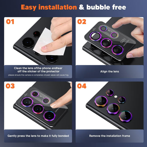Hoerrye for Samsung Galaxy S24 Ultra Camera Lens Protector, Case-Friendly, Ultra-HD 9H Tempered Glass Screen Protector, Anti-Scratch, Space Titani...