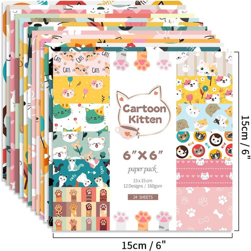 6x6” 160gsm cardstock Single Sided Scrapbooking 24 Paper Pad vintage decoupage scrapbook kit patterned paper junk journal supplies journaling supp...