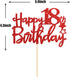 Red Glitter Happy 18th Birthday Cake Topper - Eighteen Cake Topper - 18th Birthday Party Supplies - Cheers to 18 Years Party Decorations...