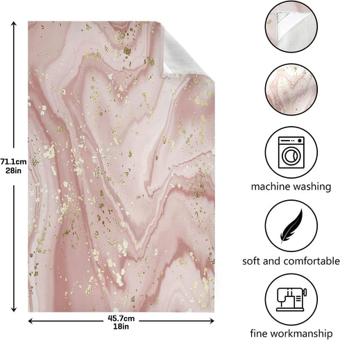 ALAZA Pink Marble and Golden Splatter Paint Kitchen Towels Absorbent Dish Towels Soft Wash Clothes for Drying Dishes Cleaning Towels for Home Deco...