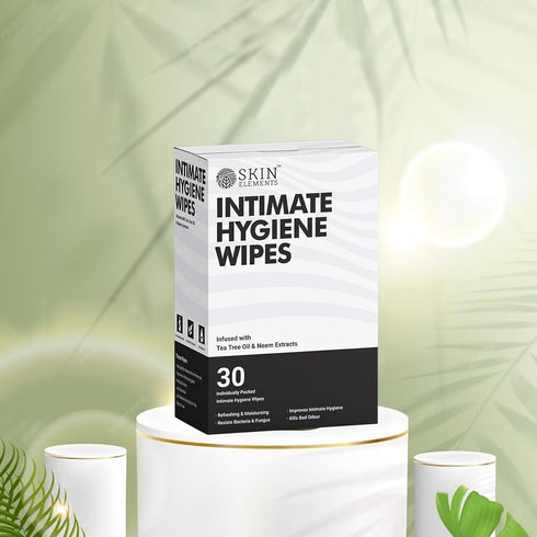 Skin Elements Intimate Hygiene Wipes | pH Balanced Wipes with Tea Tree Oil | Avoids Itching and Bad Odor | Pack of 30 Individually Wrapped Wipes...