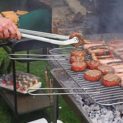 BBQ Sausage Turning Tongs Stainless Steel Kitchen Cooking Tongs Long Handle BBQ Grill Tongs Hot Dog Tongs Grill Flipping Tongs for Turning Bacon S...