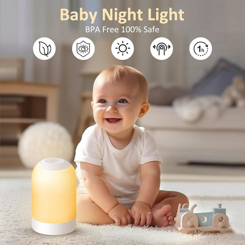 G Keni LED Touch Bedside Table Lamp, Baby Night Light for Kids, Dimmable Nursery Lamp with Timer, Nightstand Lamp for for Living Room, USB Recharg...