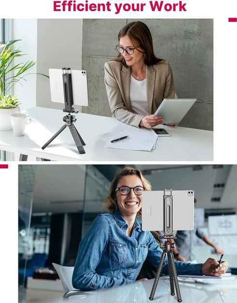 ULANZI iPad Phone Tripod Mount Adapter with Cold Shoe, Universal Smartphone Tablet Holder for Tripod with Arca Quick Release Plate 1/4'' Screw Mou...