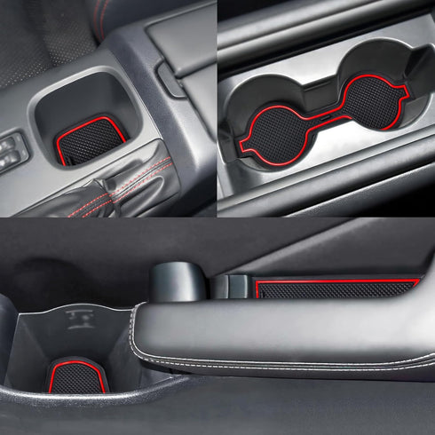 Anti Dust Mats for Toyota 86 Subaru BRZ Scion FR-S 2022 2023,Custom fit Cup Holder Liners Mats Door Pocket Center Console Liners (Red/6Pcs)...