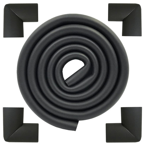 M2cbridge U Shape Extra Thick Furniture Table Edge Protectors Foam Baby Safety Bumper Guard 6.5 Ft (Black with 4 Corners)...