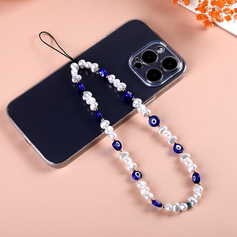 Beaded Phone Charm, Evil Eye Beaded Lanyard Wrist Strap Gemstone Phone Charm Handmade Phone Chain Strap Keychain for Men Women Girls Cell Phone St...