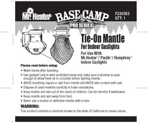 Mr. Heater Base Camp Pro Series Tie-On Mantle for Indoor Propane Gaslights, Small...