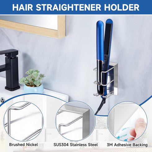 Hair Dryer Holder Compatible with Dyson Airwrap, XILIMEN Wall Mounted No Drilling Required Straightener Holder, Stainless Steel Curling Iron Holde...