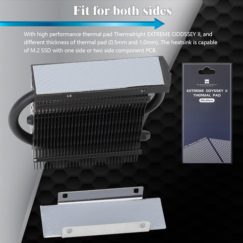 Thermalright HR-09 2280 PRO Black 2280 SSD heatsink, Double-Sided Heat Sink, with Thermal Silicone Pad for 2280 SSD PC and Computer,Desktop High P...