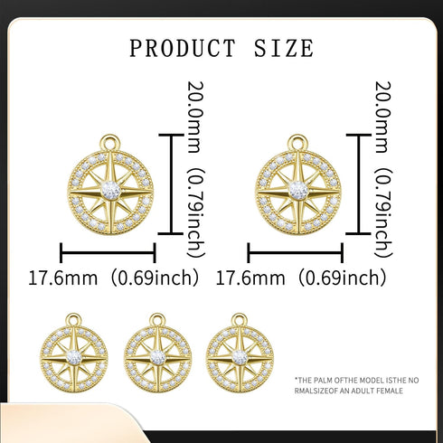 50 Pieces Gold Alloy Crystal Rhinestone Ronud Six-Pointed Star Charms Celestial Hexagram Galaxy Pendants for DIY Earring Necklace Bracelet Jewelry...
