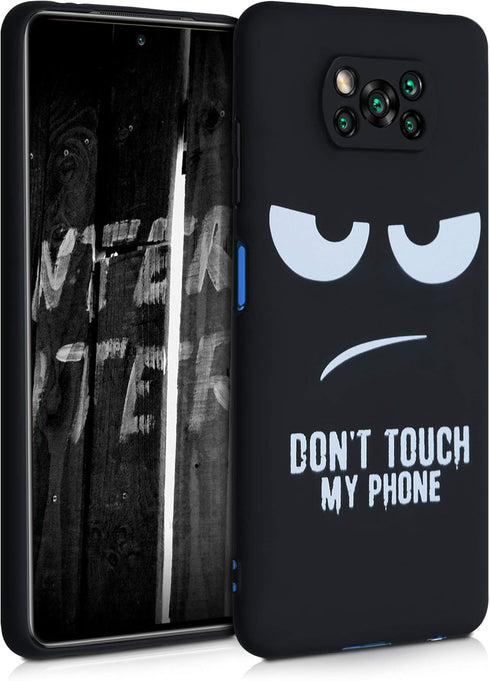 kwmobile TPU Silicone Case Compatible with Xiaomi Poco X3 NFC/Poco X3 Pro - Case Soft Cover - Don't Touch My Phone White/Black...