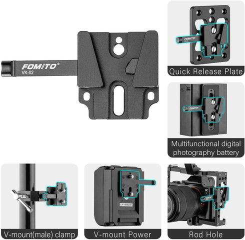 Fomito V-Mount V-Lock Base Station Quick Release Plate VK-02...