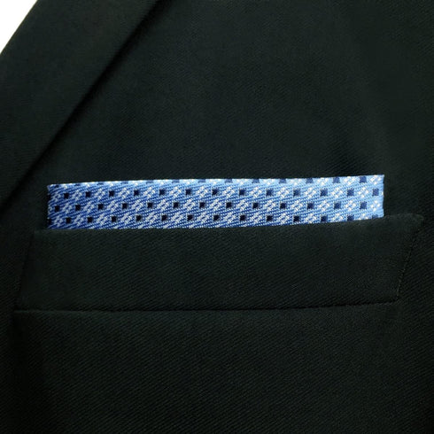 SHLAX&WING Blue Dots Dotty Men's Hanky Silk Pocket Square For Business...