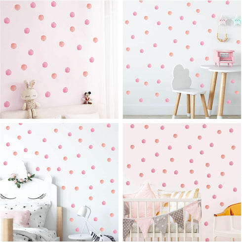 ROFARSO 120 Decals 2.2'' Pink Orange Polka Dots Wall Decals Stickers DIY Removable Peel & Stick Wall Art Decorations Home Decor for Nursery Bedroo...