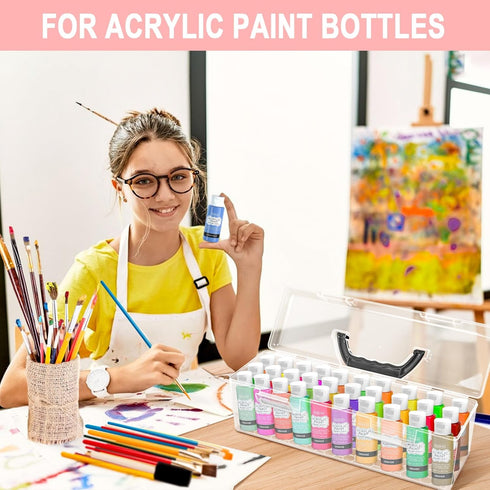 Vowcarol Acrylic Paint Storage Box for Apple Barrel Acrylic Paint, 30 Bottles Capacity Acrylic Paint Organizer for 2 fl. oz Acrylic Paints, Craft ...