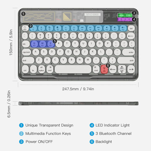 OMOTON Bluetooth Keyboard for iPad, Wireless Keyboard for PC Tablet Phone Computer, Rechargeable Multi-Device Keyboard, Compatible with iOS Androi...