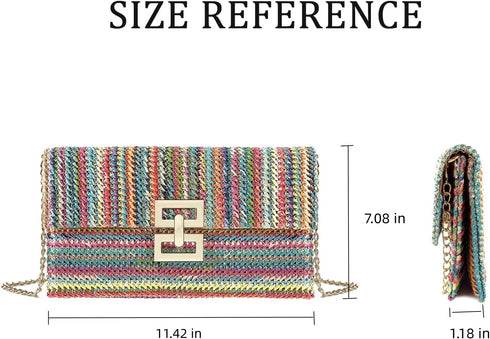 Summer Straw Clutch Purses for Women Woven Beach Bag Evening Purse Envelope Clutch with Detachable Strap...