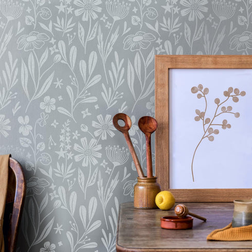 GSS Designs Wildflower Stencil for Painting on Wall Wood Canvas Furniture Reusable Art Flower Stencil for Craft Floral Stencils for Painting 12x16...