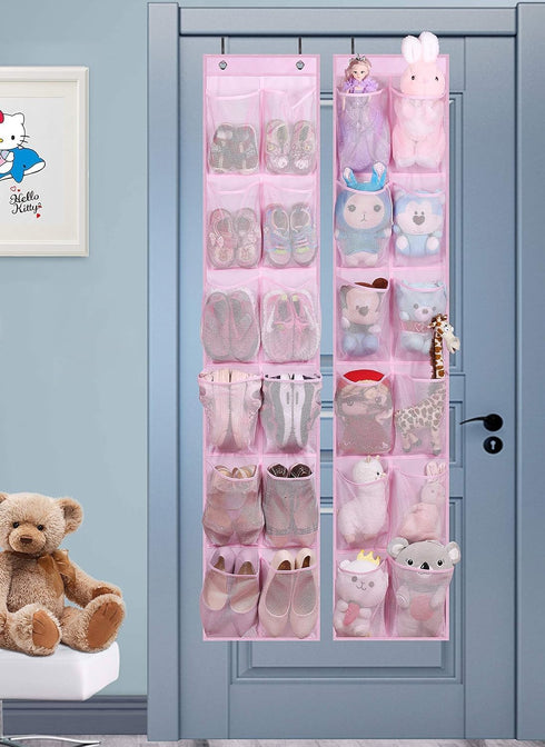 MISSLO Kids Over the Door Shoe Organizer Baby Hanging Shoe Rack Narrow Closet Storage bags with 12 Mesh Pockets for Girl Women Men Toddler Nursery...