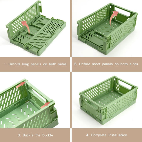 Xhwykzz 4 Pack Mini Foldable Plastic Small Baskets for Organizing and Storage, Collapsible Storage Crate for Home Bedroom Office Classroom Drawer ...