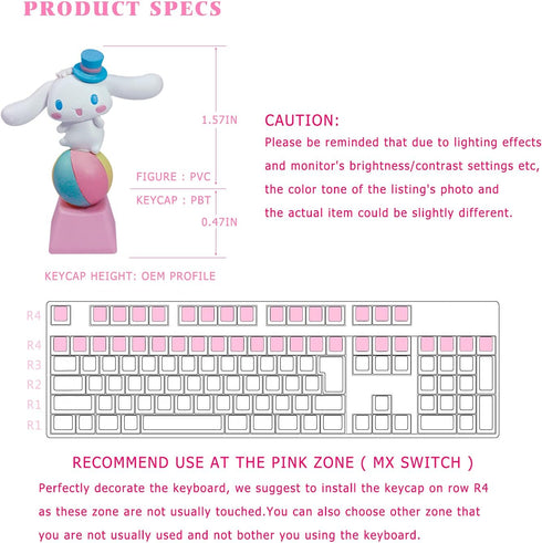 Custom Japanese Anime Keycaps,Compatible with Cherry MX Switches Mechanical Keyboard Pink PBT Keycap,Computer Gaming Keyboards Cute Key Caps,Artis...