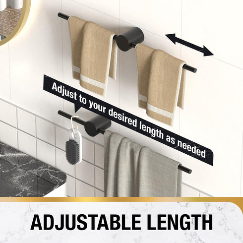 HITSLAM 24 Inch Matte Black Towel Bar, SUS304 Stainless Steel Single Base Towel Rack Wall Mounted, Modern Home Decor Bathroom Towel Holder with Ha...