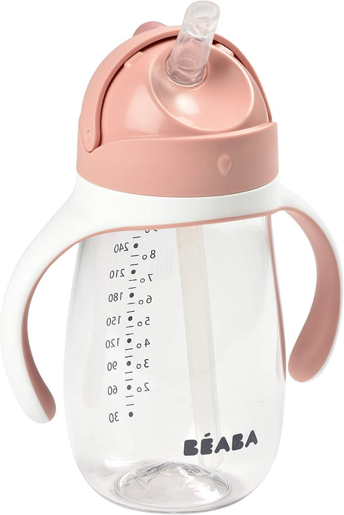 Beaba Straw Sippy Cup, Toddler Baby Straw Cup with Removable Handles, Leak and Spill Proof, BPA Phthalate Free, 8+ months, 10 oz, (Rose)...