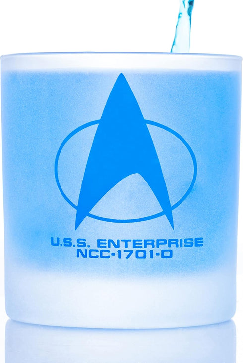 STAR TREK The Next Generation Command Badge Etched Rocks Whiskey Glass - Officially Licensed, Premium Quality, Handcrafted Glassware, 11oz - Perfe...