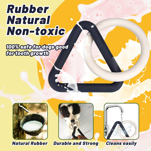 Interactive Durable Dog Chew Toys for Aggressive Small Medium Large Breed Chewers Indestructible Rubber Scented Chewing Triangle Ring Pull Dog Toy...