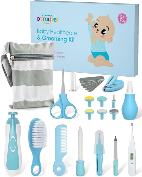 OTTOLIVES Baby Healthcare and Grooming Kit, 24 in 1 Baby Electric Nail Trimmer Set Newborn Nursery Health Care Set for Newborn Infant Toddlers Bab...