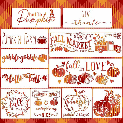 Fall Stencils Pumpkin Stencil Thanksgiving Stencil for Painting on Wood Autumn Thankful Stencils for Porch Wood Signs Door Canvas Fabric...