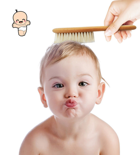 Baby Hair Brush and Baby Comb Set for Newborn, Boy and Girl - Wooden Baby Brush w/Soft Goat Bristles for Cradle Cap - Infant, Toddler Hair Brush, ...