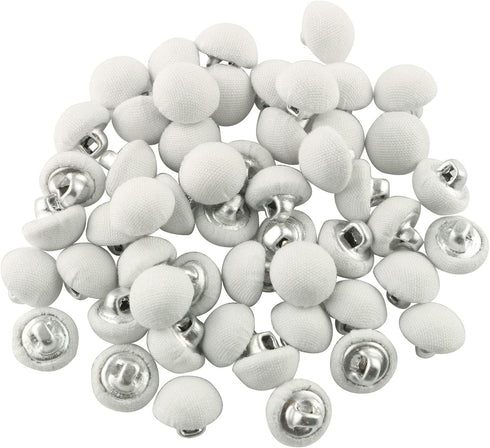 50pcs Metal Handle Buttons for Tuxedo Suits Gowns Blouses Coats, White Smooth Satin Covered Metal Shank Buttons 10mm Wedding Dress Buttons...