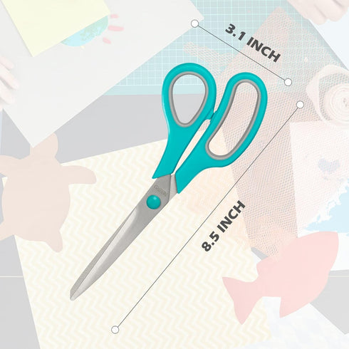 Scissors All Purpose,8.5'' Multipurpose Scissors Bulk 3-Pack,Stainless Steel Sharp Scissors for Office Home School Sewing Fabric Craft Supplies, R...