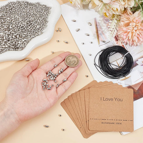 SUNNYCLUE Morse Code Beading Bracelet Making Kits Morse Code Beads Silver Ccb Plastic Barrel Round Spacer Beads i Love You Display Card Waxed Cord...