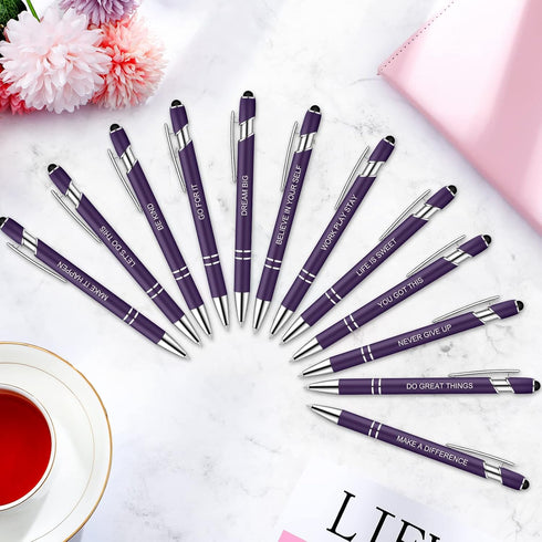 Zonon 12 Pieces Inspirational Motivational Pens Fine Point Smooth Writing Pens Fun Quotes Ballpoint Pens School Office Gifts for Corworkers Studen...